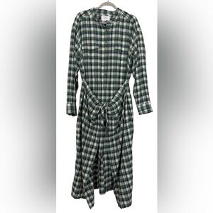 NWT Xirena Alanis Dress In Green Brook Plaid Tie Front Size XL